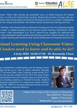 ALiTE Leadership Series - Empowering Teacher Professional Learning Using Classroom Video: What do school leaders need to know and be able to do?  Poster