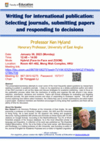 Seminar: Writing for international publication: Selecting journals, submitting papers and responding to decisions Poster
