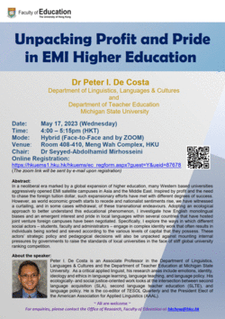 Seminar: Unpacking Profit and Pride in EMI Higher Education