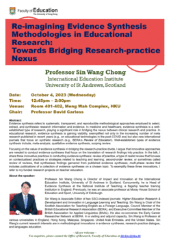 Seminar: Re-imagining Evidence Synthesis Methodologies in Educational Research: Towards Bridging Research-practice Nexus