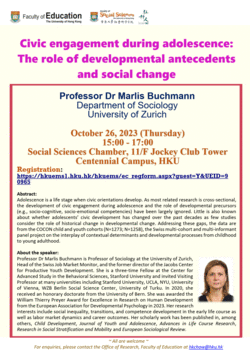 Seminar: Civic engagement during adolescence: The role of developmental antecedents and social change