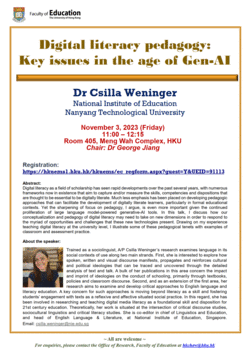 Research Seminar: Digital literacy pedagogy:  Key issues in the age of Gen-AI