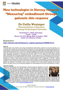 Research Seminar: New technologies in literacy research: “Measuring” embodiment through galvanic skin response
