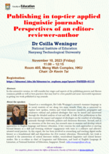 Research Seminar: Publishing in top-tier applied linguistic journals: Perspectives of an editor-reviewer-author Poster