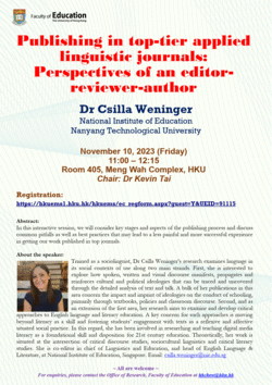 Research Seminar: Publishing in top-tier applied linguistic journals: Perspectives of an editor-reviewer-author