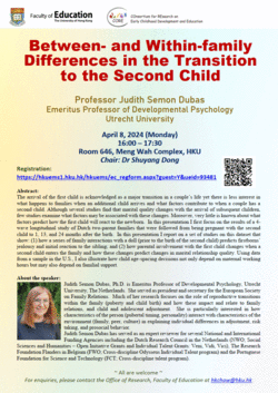 Seminar: Between- and Within-family Differences in the Transition to the Second Child