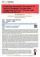 Zoom Seminar: Exploring Automatic Assessment of Spoken-Language Interpreting: Comparing N-Gram-, Neural-, and LLM-based Metrics Poster