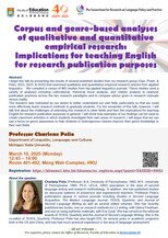 Seminar: Corpus and genre-based analyses of qualitative and quantitative empirical research:  Implications for teaching English for research publication purposes Poster