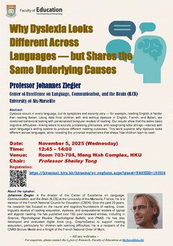 Seminar: Why Dyslexia Looks Different Across Languages — but Shares the Same Underlying Causes