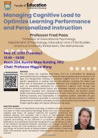 Managing Cognitive Load to Optimize Learning Performance and Personalized Instruction Poster