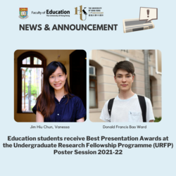 Education students receive Best Presentation Awards at the Undergraduate Research Fellowship Programme (URFP) Poster Session 2021-22