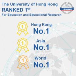 HKU is ranked World Number One for Education and Educational Research by U.S. News & World Report in the 2022-2023 Best Global Universities subject rankings