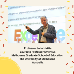 “Making Learning Visible: The Sequel” Lecture by Professor John Hattie, Laureate Professor Emeritus, Melbourne Graduate School of Education, The University of Melbourne, Australia