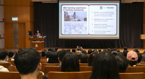 audience listening to admissions talk